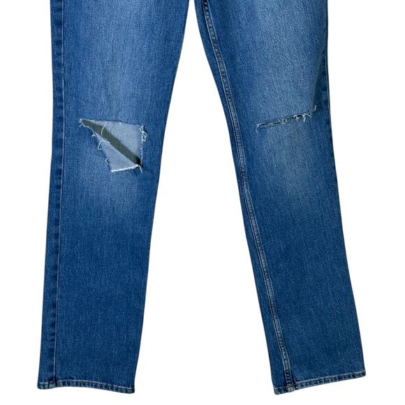 Good American Straight Jeans Womens 6 Medium Wash Distressed High Rise Stretch - Picture 3 of 8